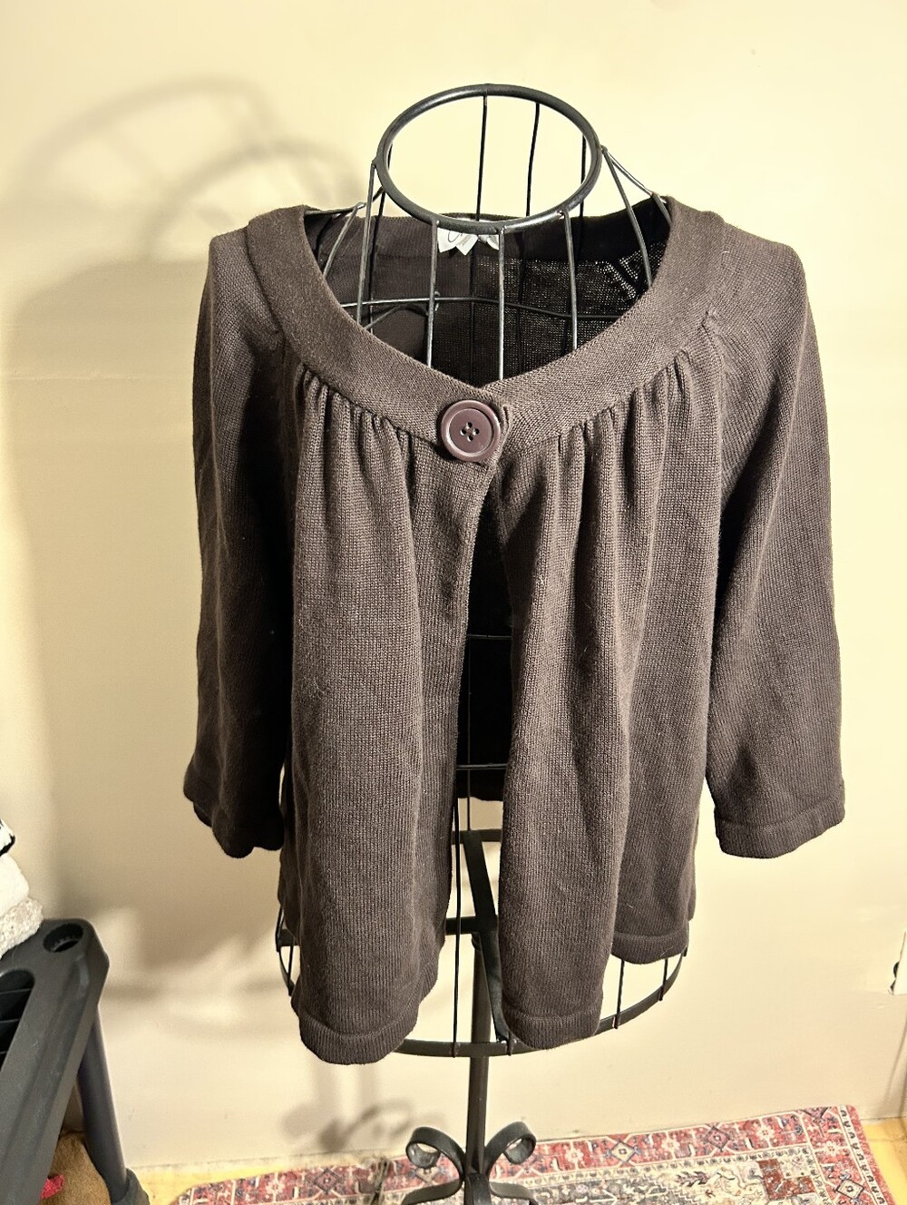 knit size extra large womens sweater xl cardigan brown coverup